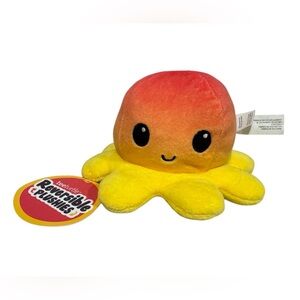 TeeTurtle Reversible Plush Octopus Happy Angry Red Yellow Gradient NEW